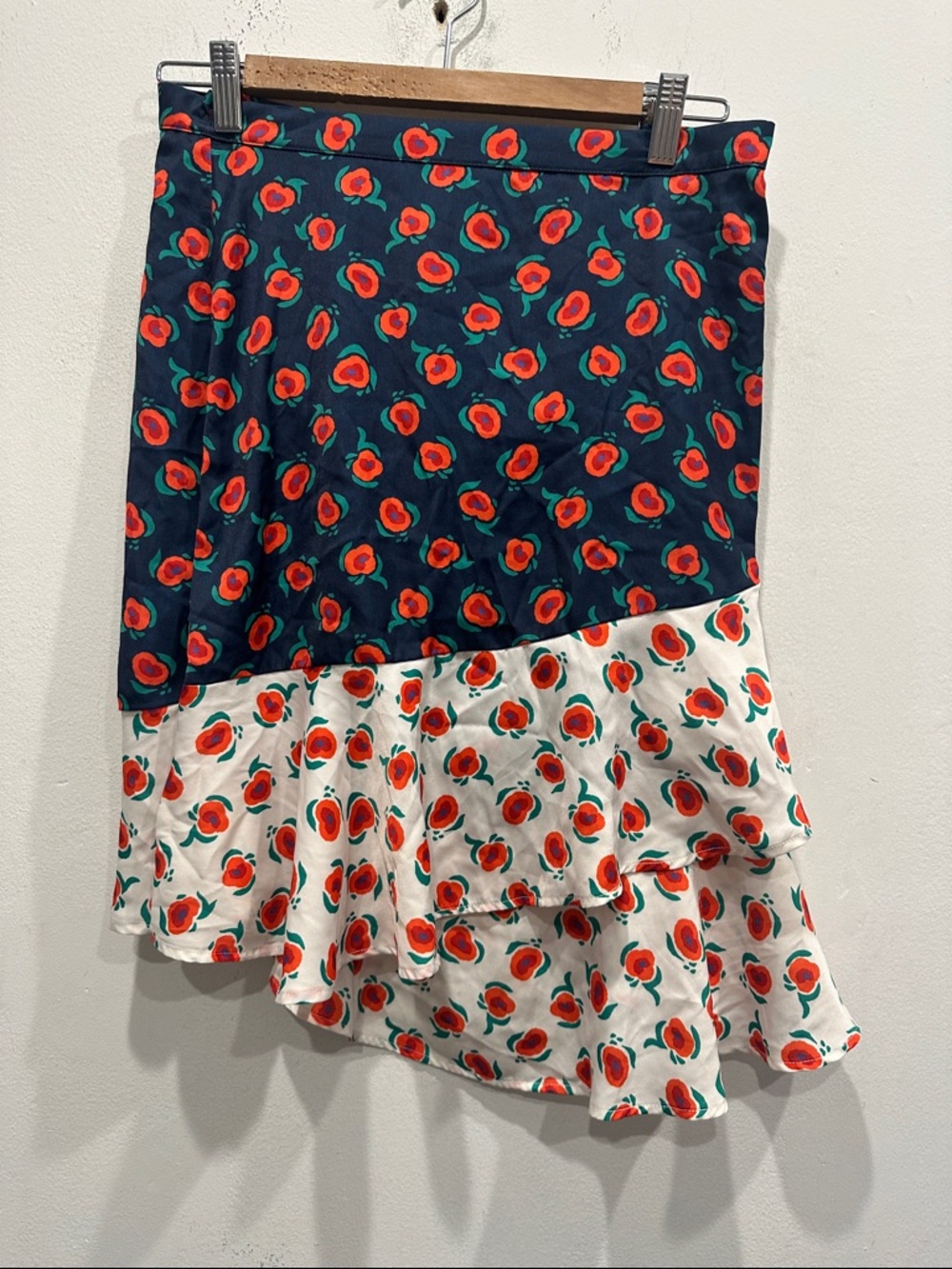 Summer Salt Wrap floral mini Skirt size XL blue white red beach travel cover up